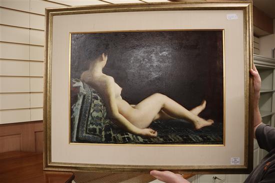 Portrait of a nude reclining woman, 52 x 71cm